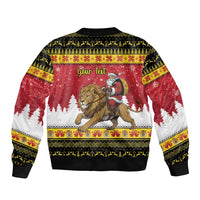 Belgium Christmas Personalized Sleeve Zip Bomber Jacket Santa Riding Lion - Wonder Print Shop