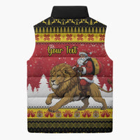 Belgium Christmas Personalized Sleeveless Puffer Jacket Santa Riding Lion - Wonder Print Shop