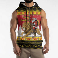 Belgium Christmas Personalized Sleeveless Zip Hoodie Santa Riding Lion - Wonder Print Shop