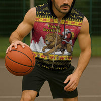 Belgium Christmas Personalized Sleeveless Zip Hoodie Santa Riding Lion - Wonder Print Shop