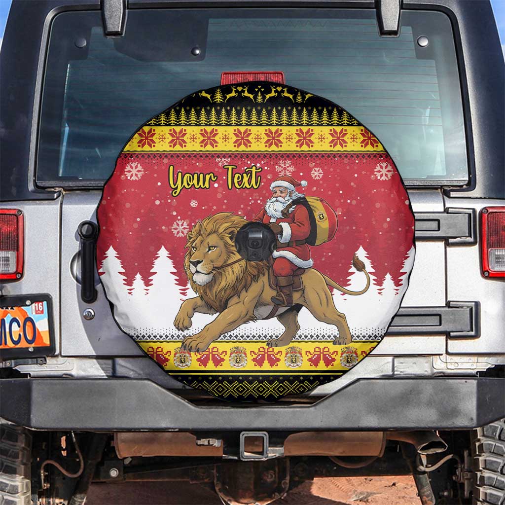 Belgium Christmas Personalized Spare Tire Cover Santa Riding Lion - Wonder Print Shop