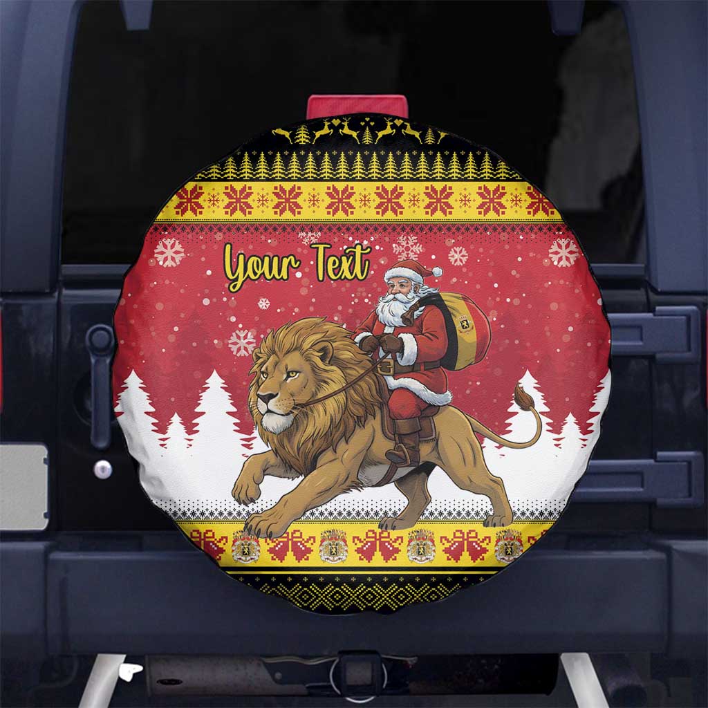 Belgium Christmas Personalized Spare Tire Cover Santa Riding Lion - Wonder Print Shop