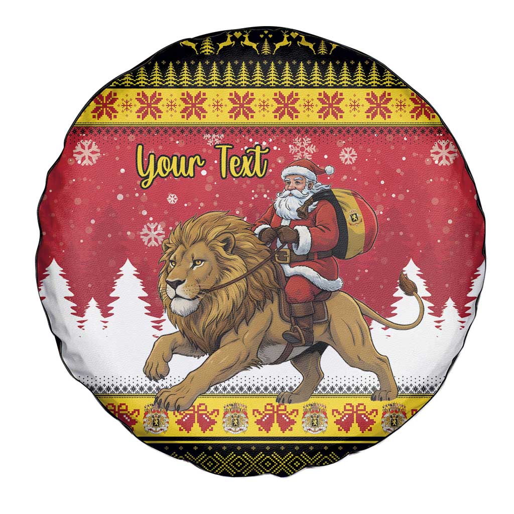 Belgium Christmas Personalized Spare Tire Cover Santa Riding Lion - Wonder Print Shop