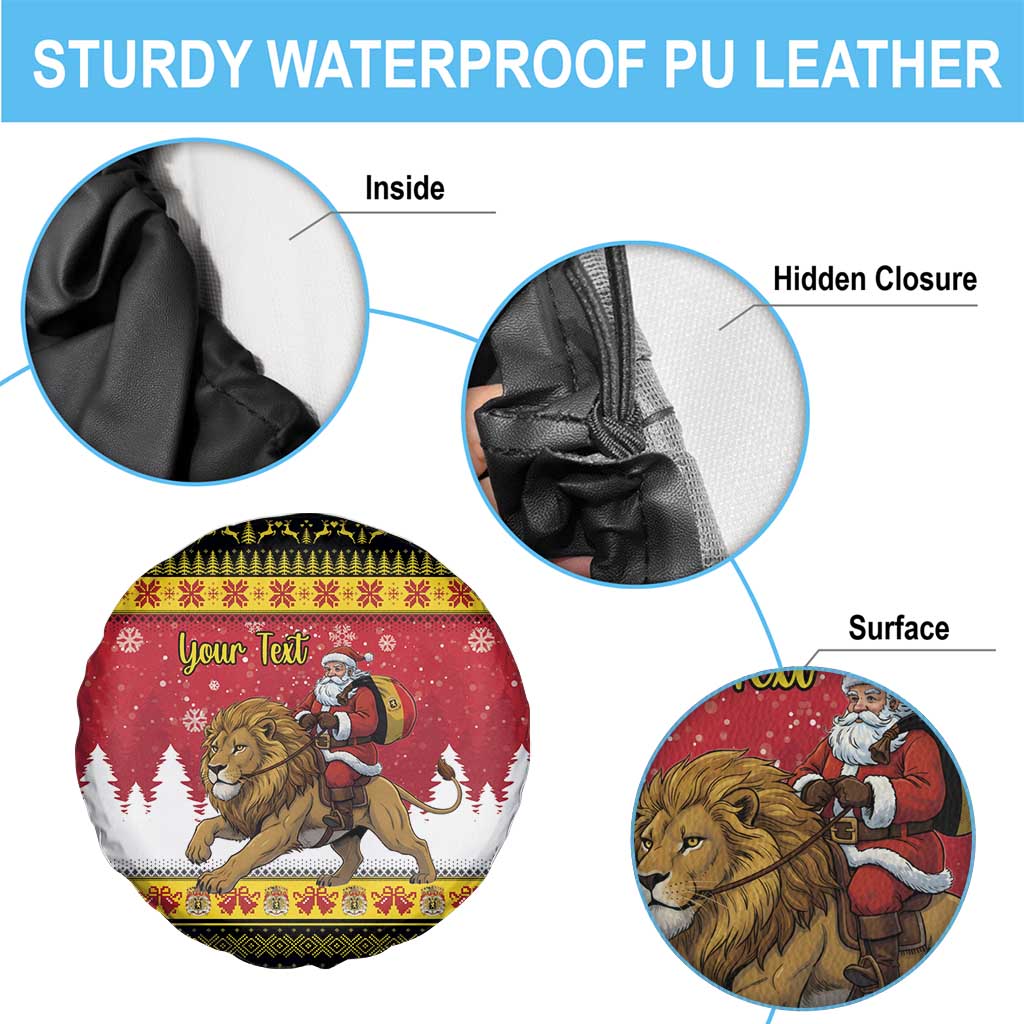 Belgium Christmas Personalized Spare Tire Cover Santa Riding Lion - Wonder Print Shop
