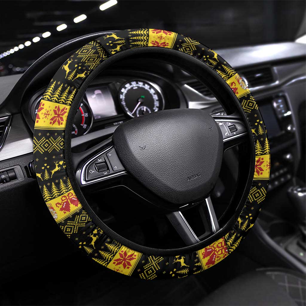 Belgium Christmas Steering Wheel Cover Santa Riding Lion - Wonder Print Shop