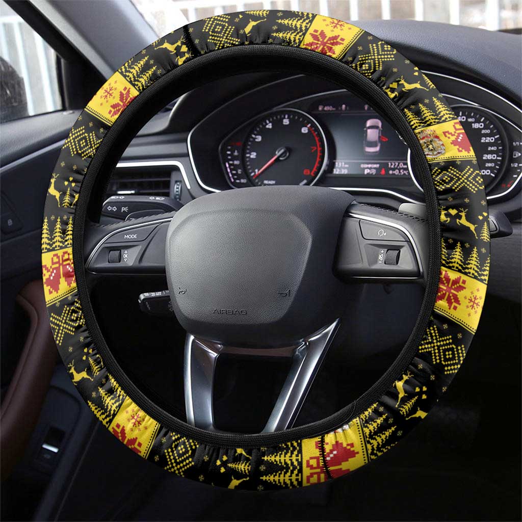 Belgium Christmas Steering Wheel Cover Santa Riding Lion - Wonder Print Shop