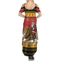 Belgium Christmas Personalized Summer Maxi Dress Santa Riding Lion - Wonder Print Shop