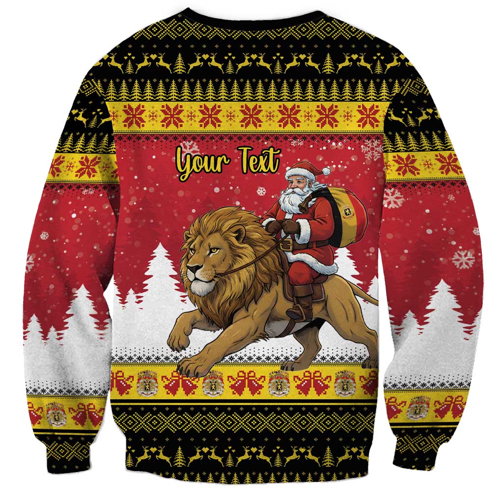 Belgium Christmas Personalized Sweatshirt Santa Riding Lion - Wonder Print Shop