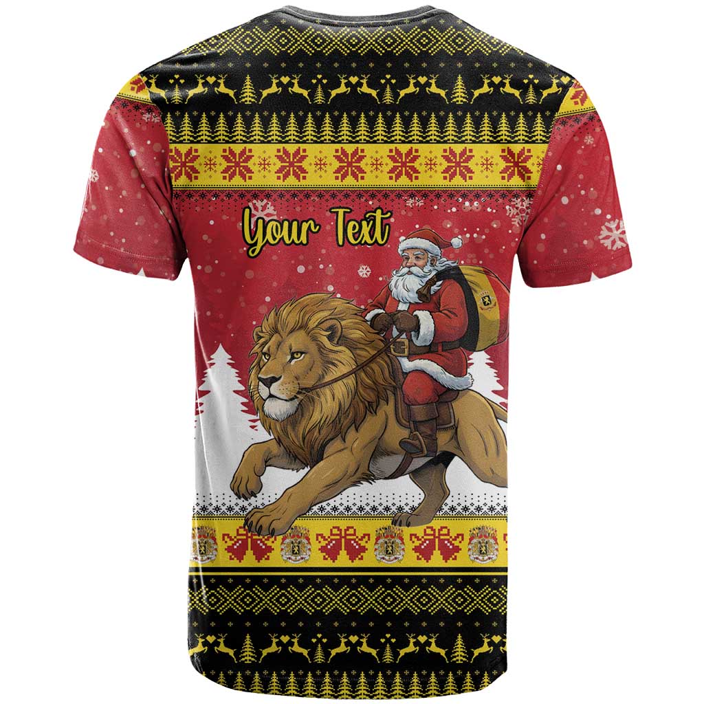 Belgium Christmas Personalized T Shirt Santa Riding Lion - Wonder Print Shop