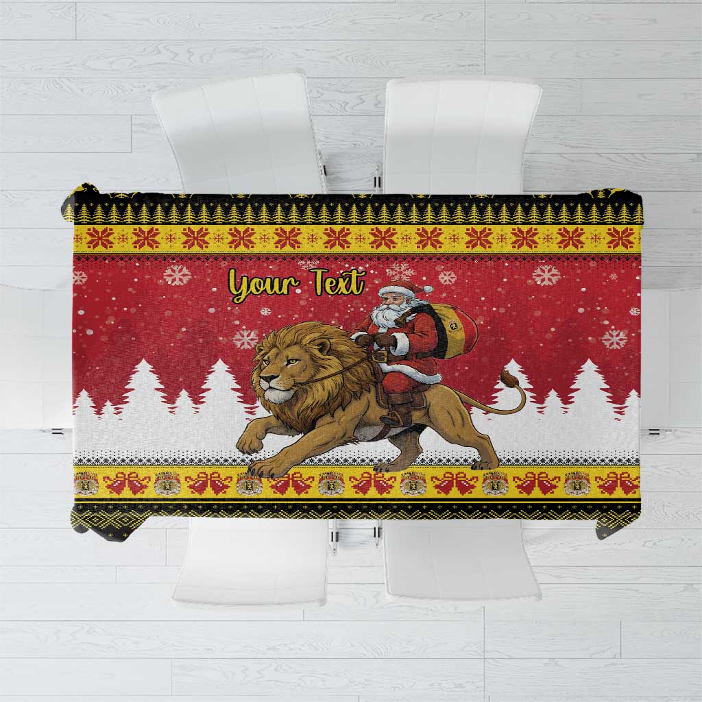 Belgium Christmas Personalized Tablecloth Santa Riding Lion - Wonder Print Shop