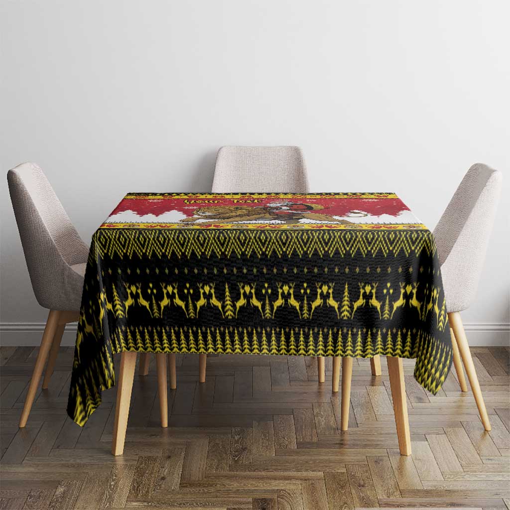 Belgium Christmas Personalized Tablecloth Santa Riding Lion - Wonder Print Shop
