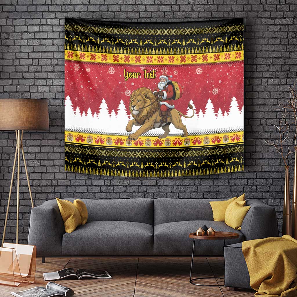 Belgium Christmas Personalized Tapestry Santa Riding Lion - Wonder Print Shop