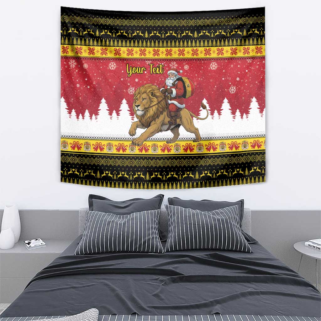 Belgium Christmas Personalized Tapestry Santa Riding Lion - Wonder Print Shop
