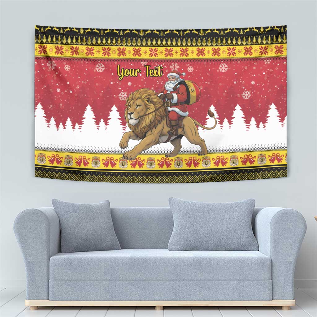 Belgium Christmas Personalized Tapestry Santa Riding Lion - Wonder Print Shop