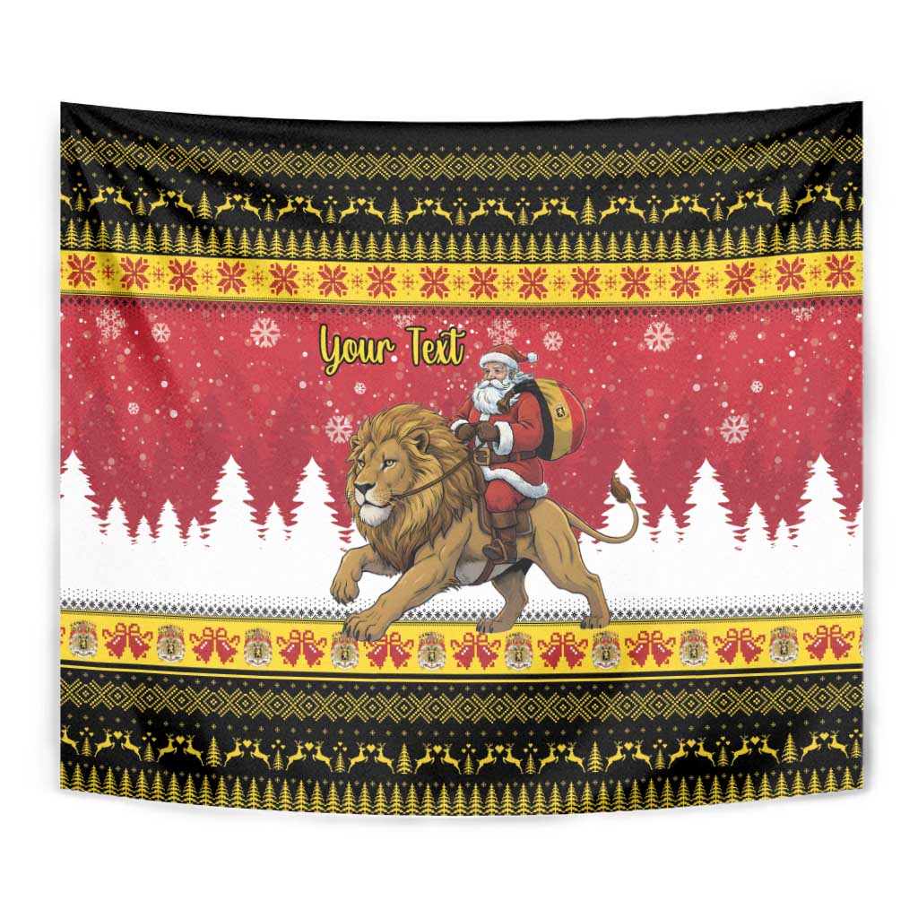 Belgium Christmas Personalized Tapestry Santa Riding Lion - Wonder Print Shop