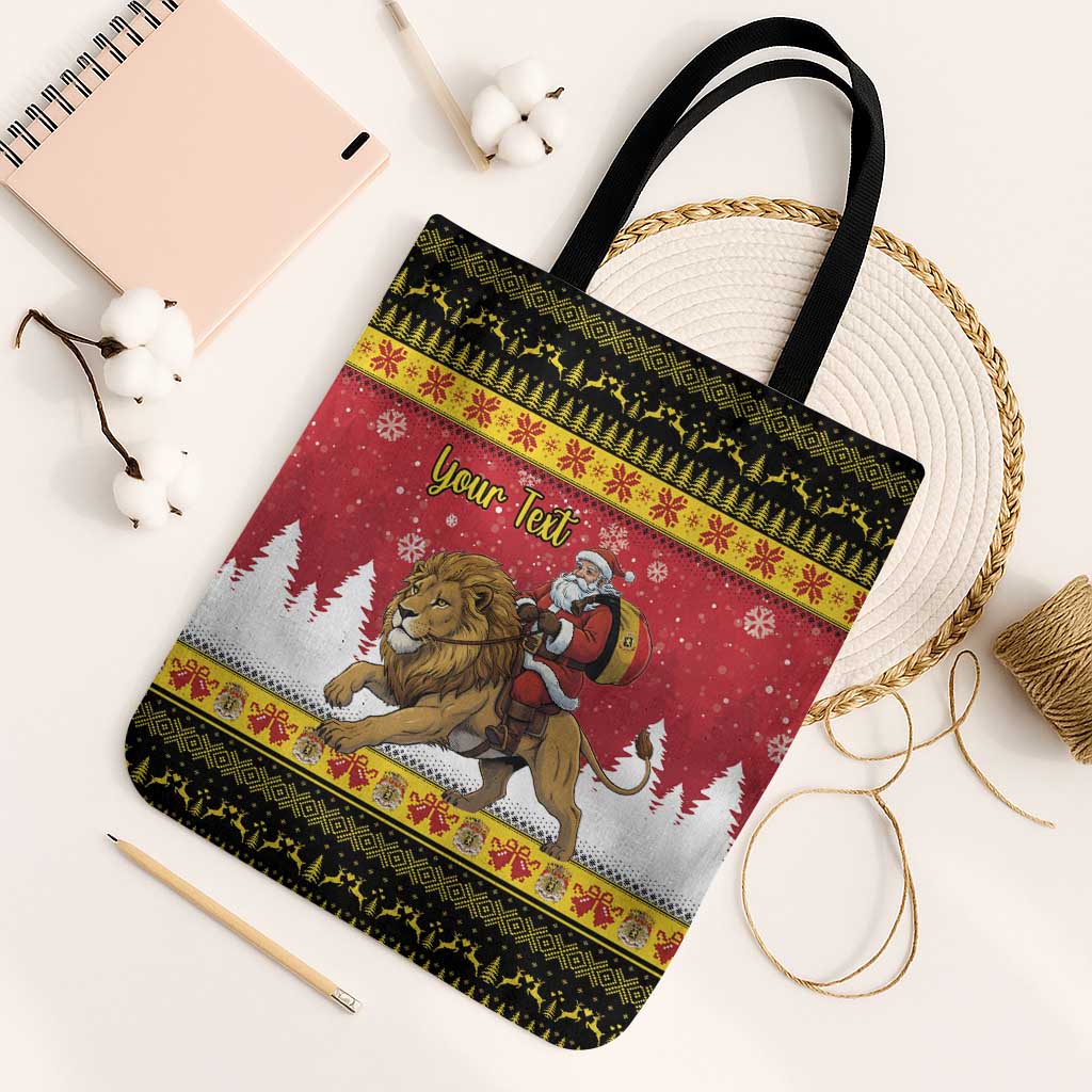Belgium Christmas Personalized Tote Bag Santa Riding Lion - Wonder Print Shop
