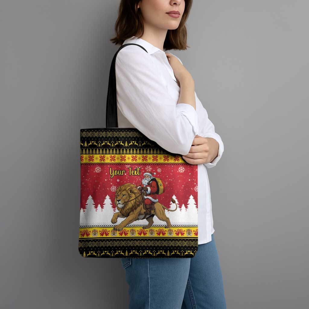 Belgium Christmas Personalized Tote Bag Santa Riding Lion - Wonder Print Shop