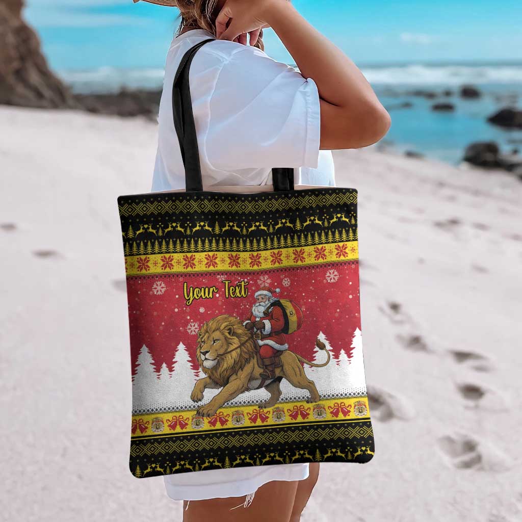 Belgium Christmas Personalized Tote Bag Santa Riding Lion - Wonder Print Shop
