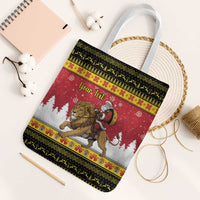 Belgium Christmas Personalized Tote Bag Santa Riding Lion - Wonder Print Shop