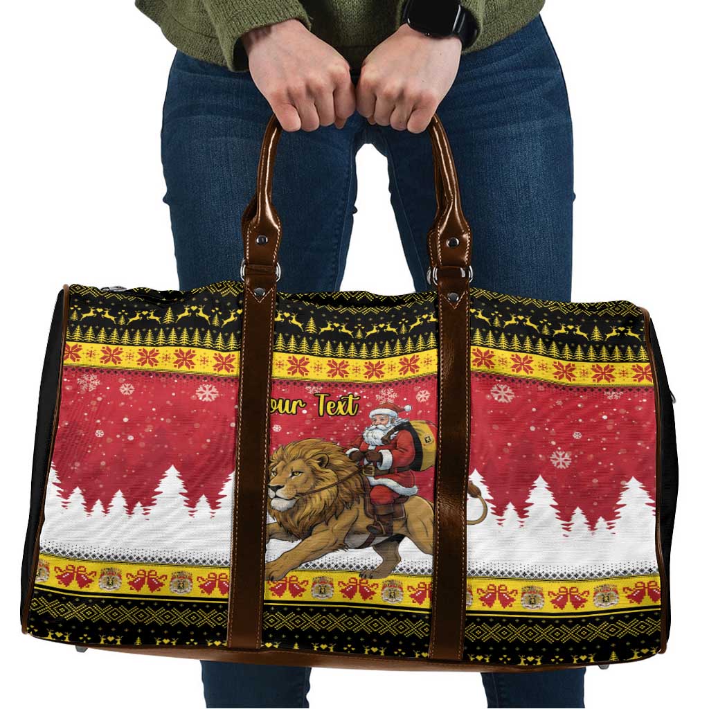 Belgium Christmas Personalized Travel Bag Santa Riding Lion - Wonder Print Shop