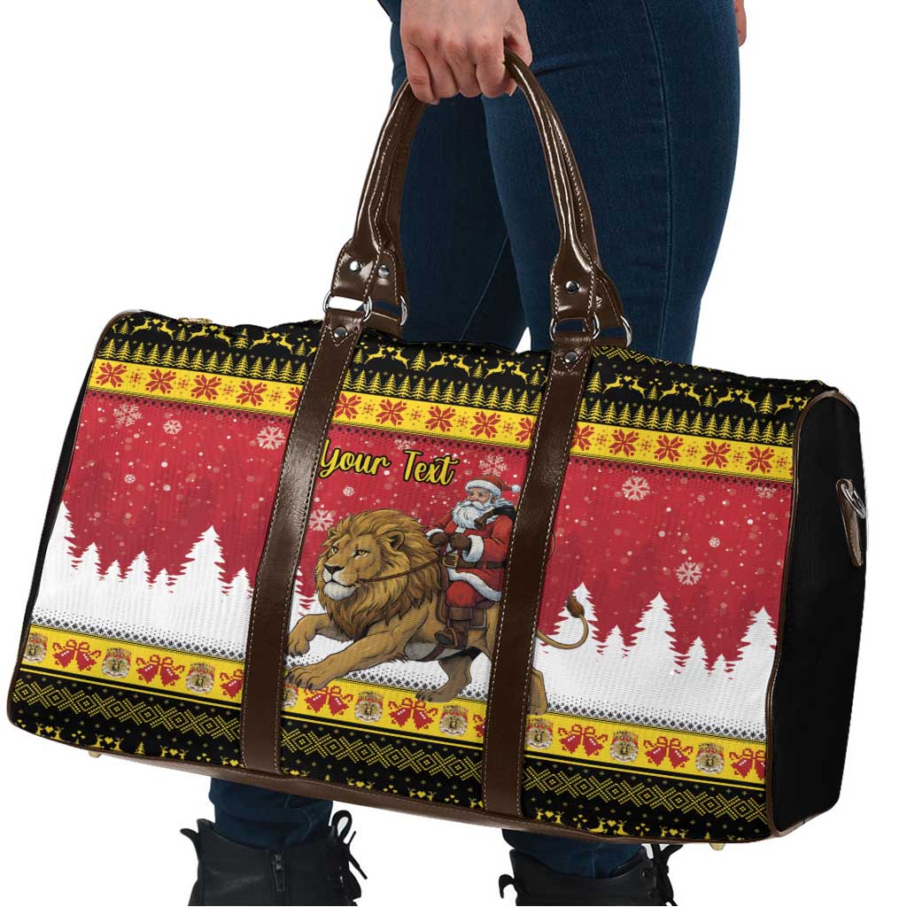 Belgium Christmas Personalized Travel Bag Santa Riding Lion - Wonder Print Shop