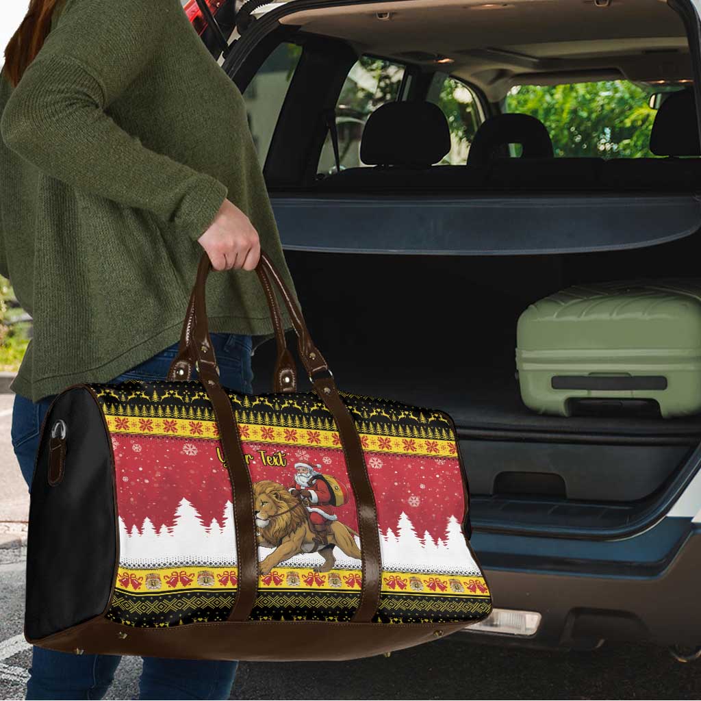 Belgium Christmas Personalized Travel Bag Santa Riding Lion - Wonder Print Shop