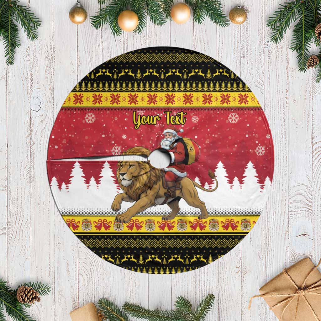 Belgium Christmas Personalized Tree Skirt Santa Riding Lion - Wonder Print Shop