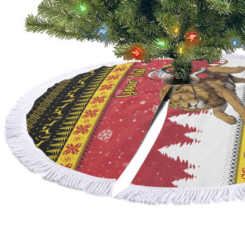 Belgium Christmas Personalized Tree Skirt Santa Riding Lion - Wonder Print Shop