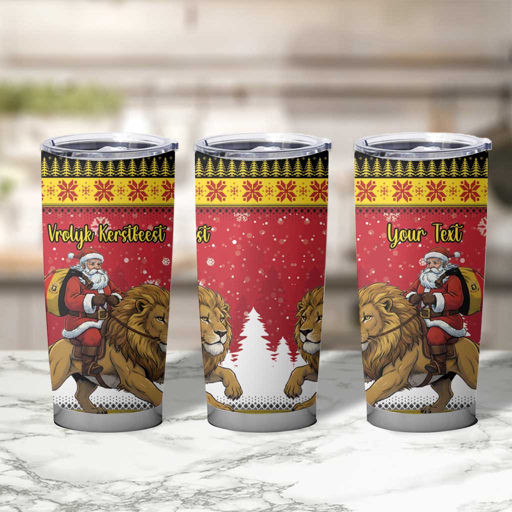 Belgium Christmas Personalized Tumbler Cup Santa Riding Lion - Wonder Print Shop