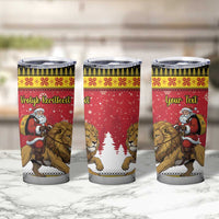 Belgium Christmas Personalized Tumbler Cup Santa Riding Lion - Wonder Print Shop