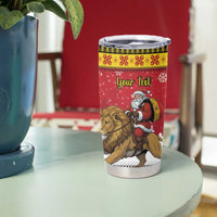 Belgium Christmas Personalized Tumbler Cup Santa Riding Lion - Wonder Print Shop
