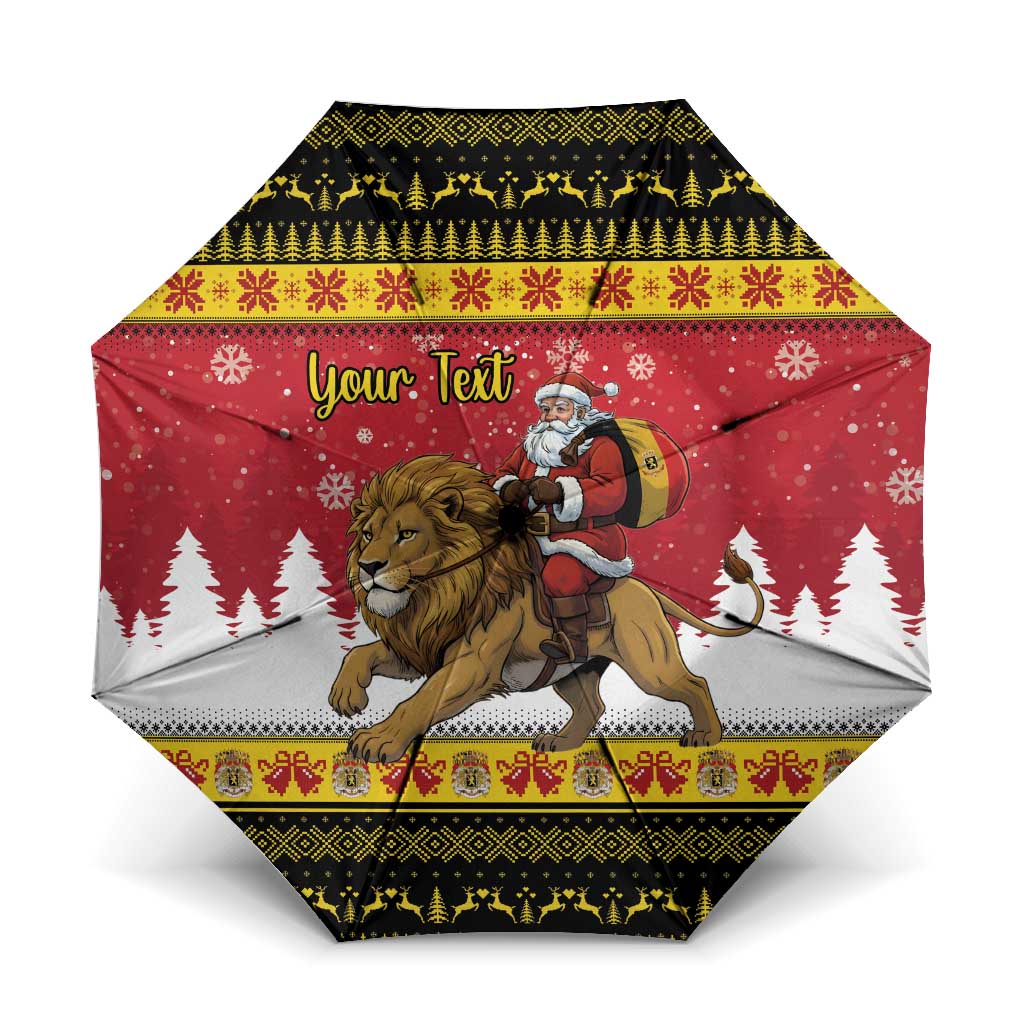 Belgium Christmas Personalized Umbrella Santa Riding Lion - Wonder Print Shop