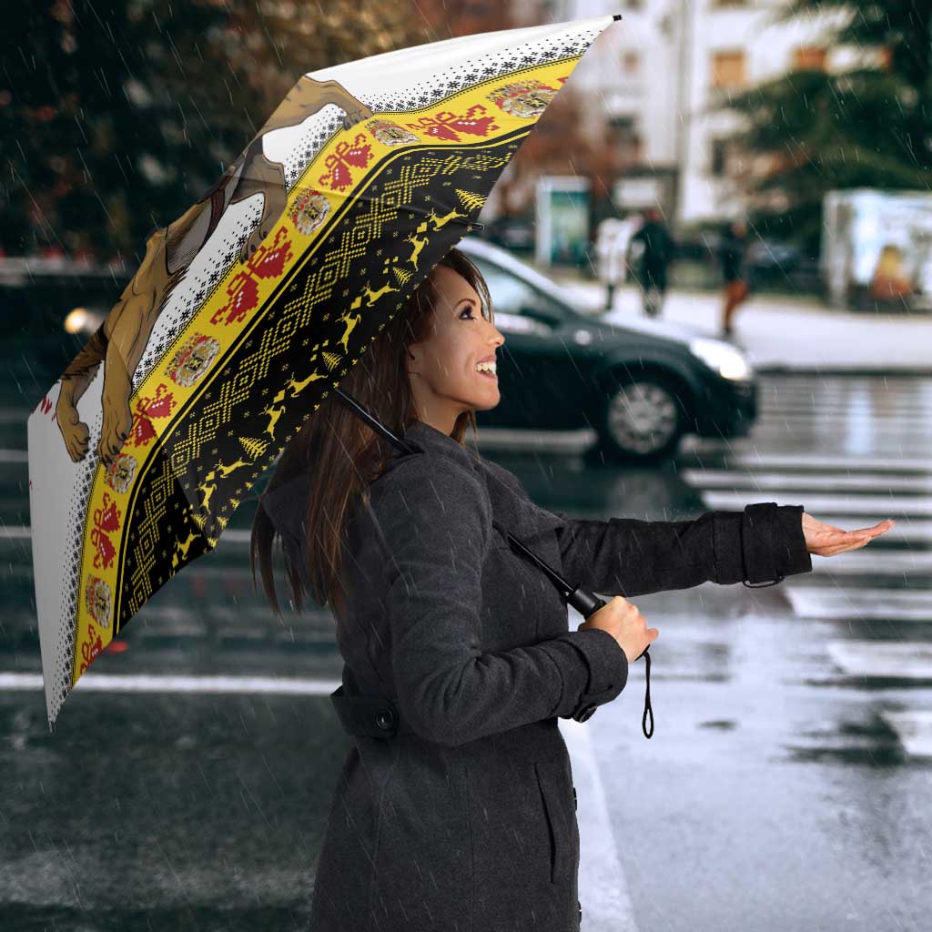 Belgium Christmas Personalized Umbrella Santa Riding Lion - Wonder Print Shop