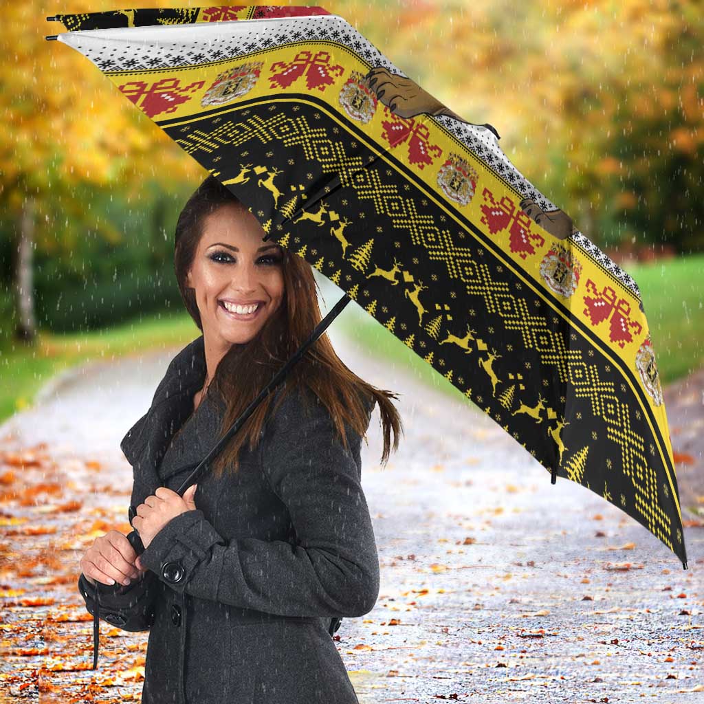 Belgium Christmas Personalized Umbrella Santa Riding Lion - Wonder Print Shop