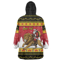 Belgium Christmas Personalized Wearable Blanket Hoodie Santa Riding Lion - Wonder Print Shop