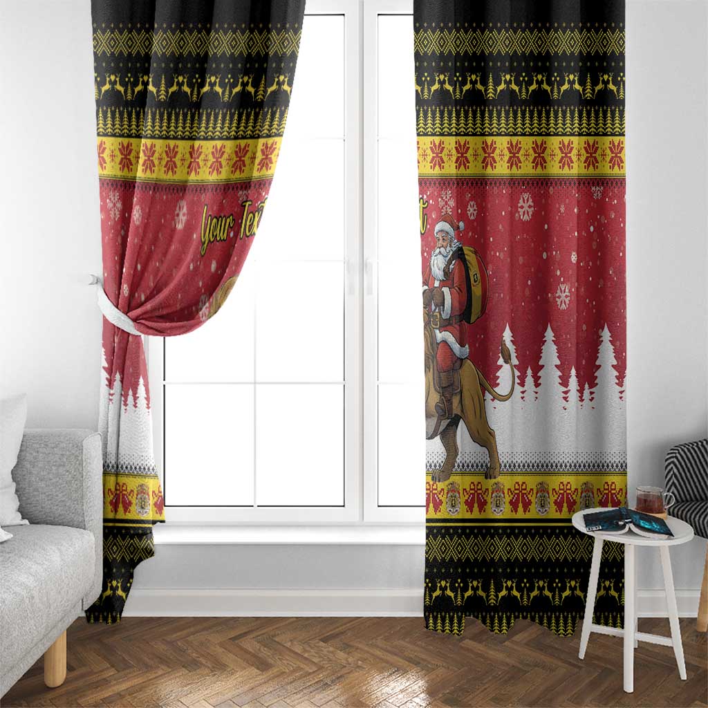 Belgium Christmas Personalized Window Curtain Santa Riding Lion - Wonder Print Shop