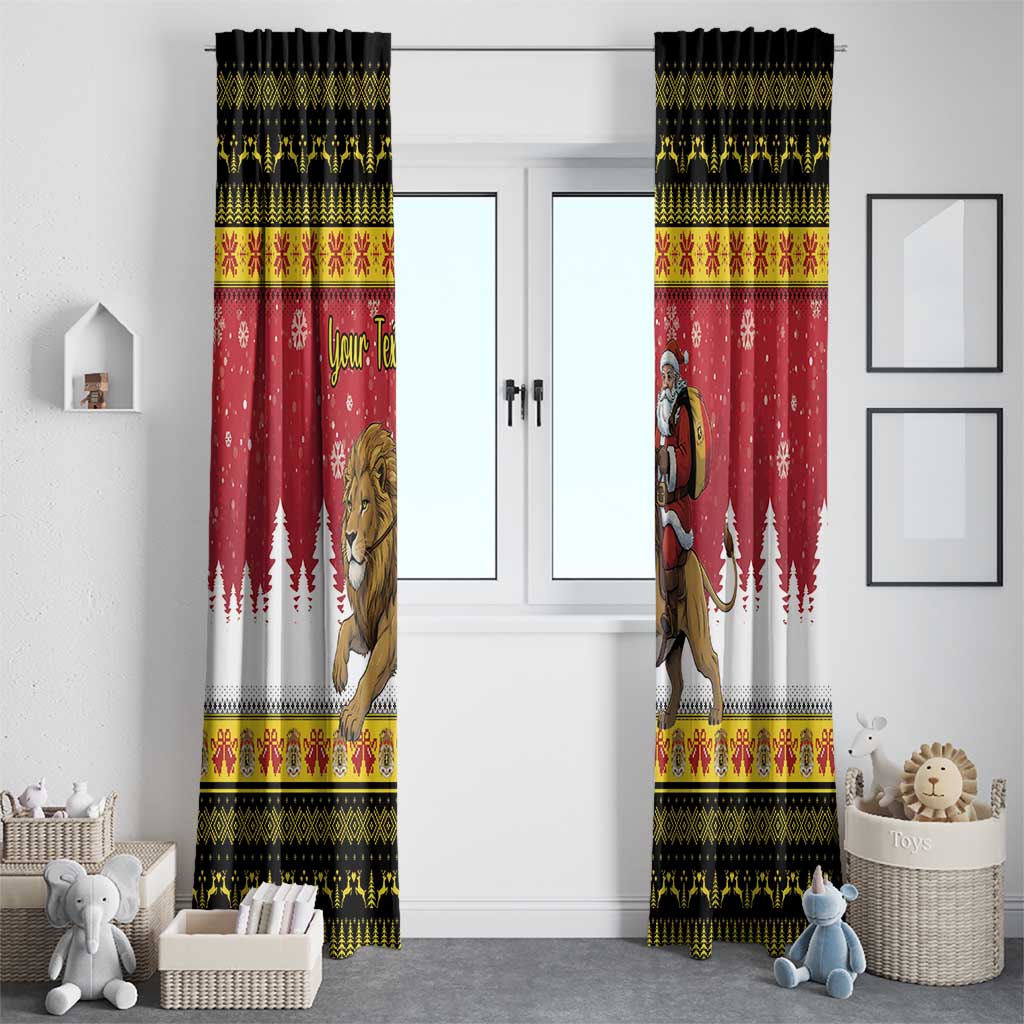 Belgium Christmas Personalized Window Curtain Santa Riding Lion - Wonder Print Shop