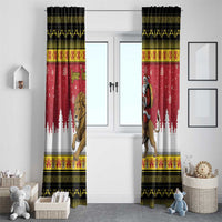 Belgium Christmas Personalized Window Curtain Santa Riding Lion - Wonder Print Shop