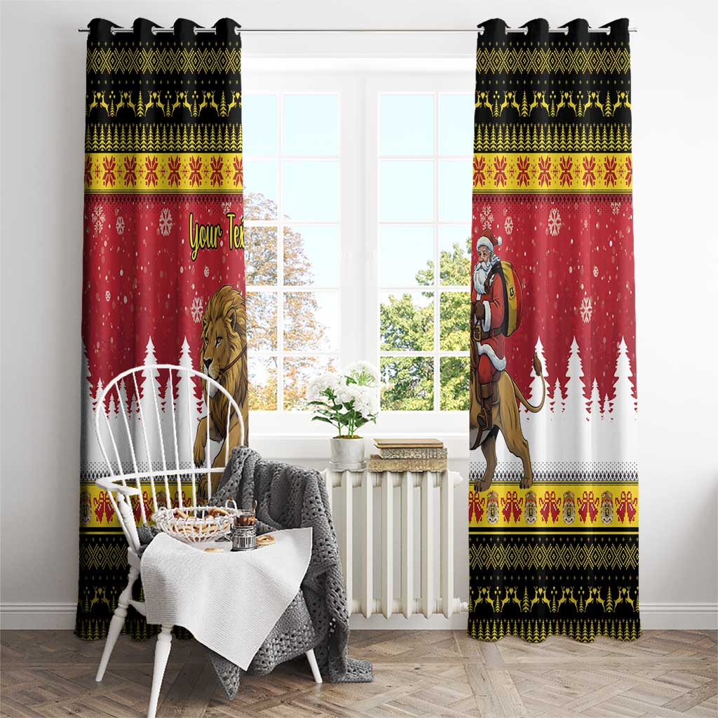 Belgium Christmas Personalized Window Curtain Santa Riding Lion - Wonder Print Shop
