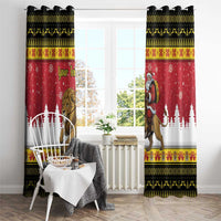 Belgium Christmas Personalized Window Curtain Santa Riding Lion - Wonder Print Shop
