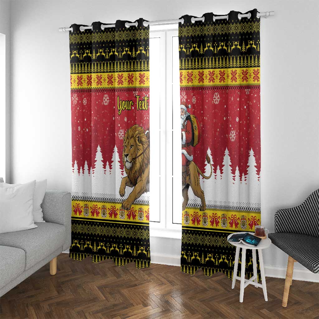 Belgium Christmas Personalized Window Curtain Santa Riding Lion - Wonder Print Shop
