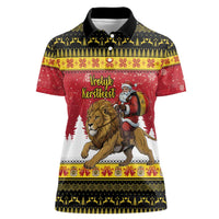 Belgium Christmas Personalized Women Polo Shirt Santa Riding Lion - Wonder Print Shop