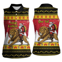 Belgium Christmas Personalized Women Sleeveless Polo Shirt Santa Riding Lion - Wonder Print Shop