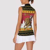 Belgium Christmas Personalized Women Sleeveless Polo Shirt Santa Riding Lion - Wonder Print Shop