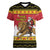 Belgium Christmas Personalized Women V-Neck T-Shirt Santa Riding Lion - Wonder Print Shop
