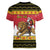 Belgium Christmas Personalized Women V-Neck T-Shirt Santa Riding Lion - Wonder Print Shop
