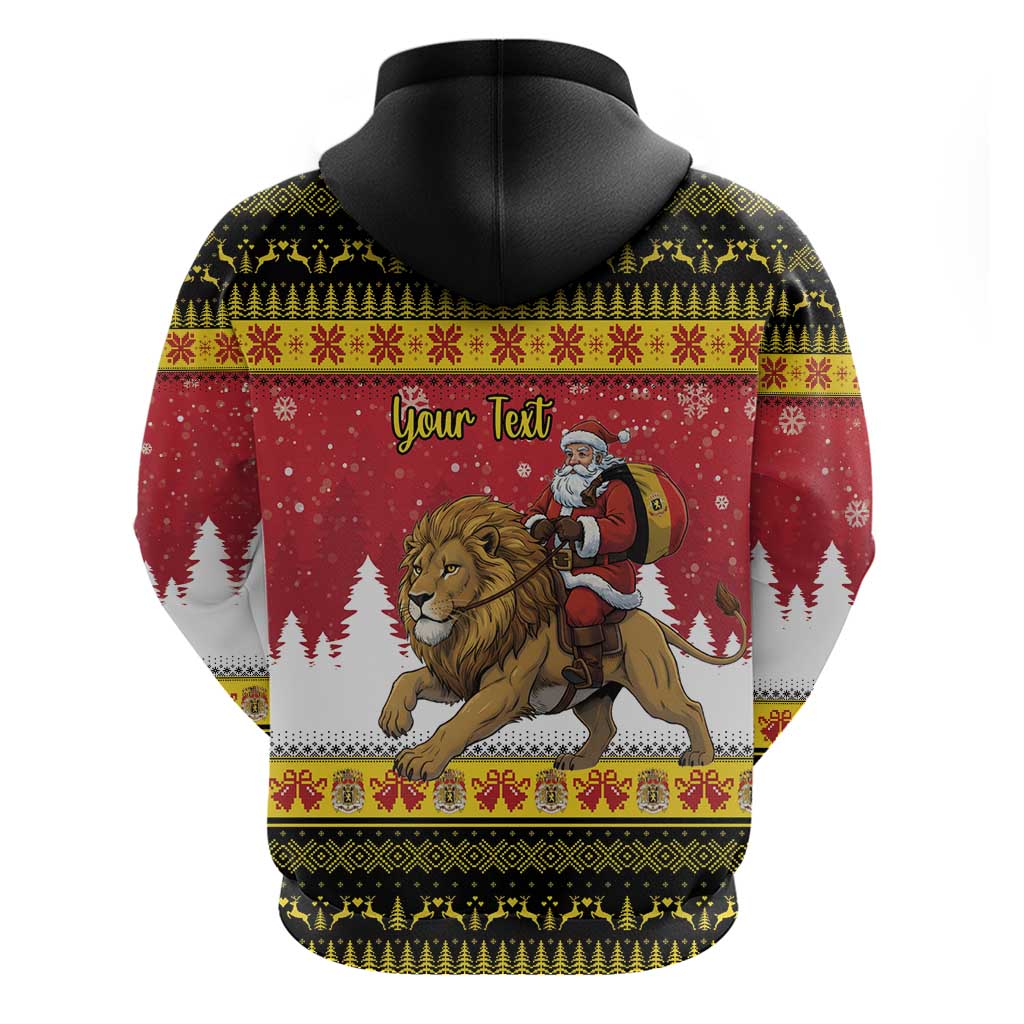 Belgium Christmas Personalized Zip Hoodie Santa Riding Lion - Wonder Print Shop