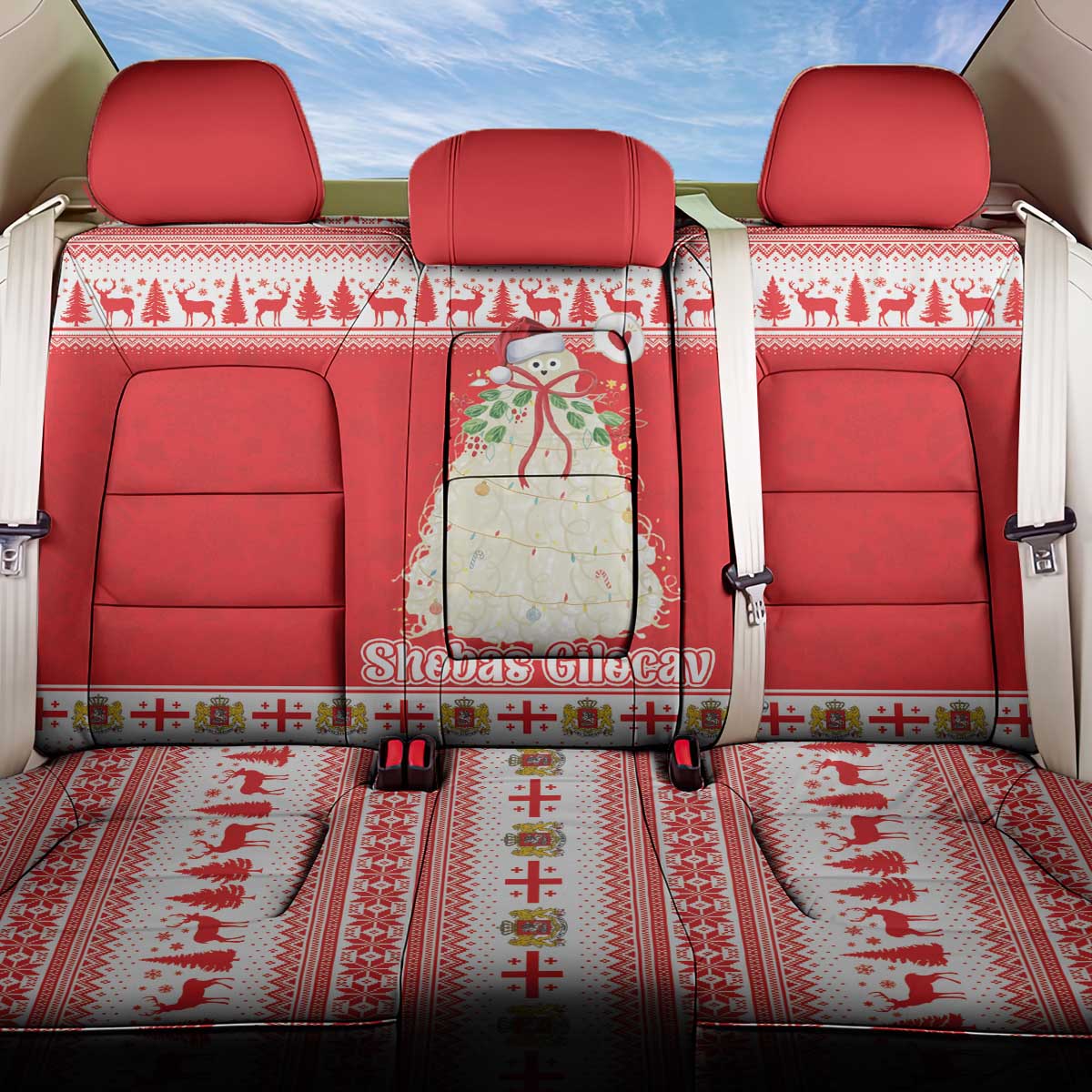 Georgia Christmas Chichilaki Back Car Seat Cover Celebrate Georgian Tradition - Wonder Print Shop