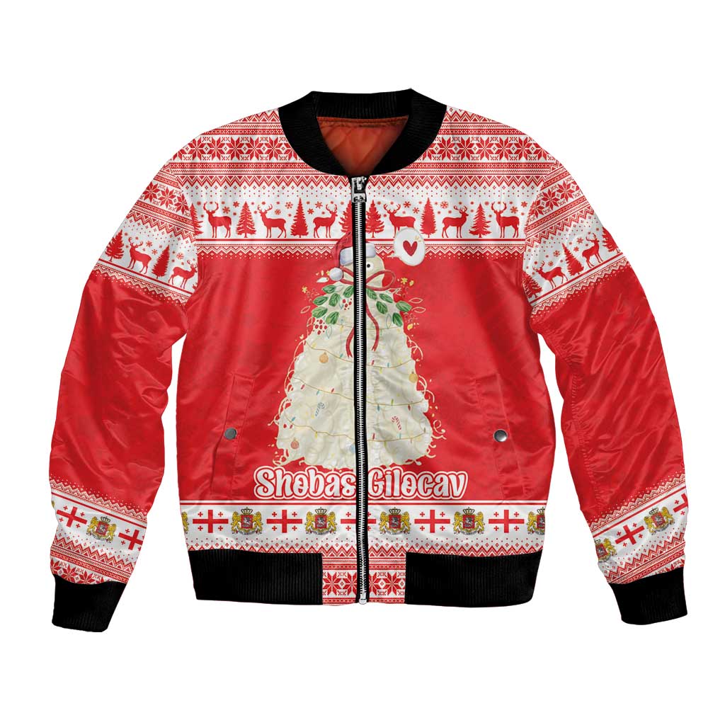 Georgia Christmas Chichilaki Bomber Jacket Celebrate Georgian Tradition - Wonder Print Shop