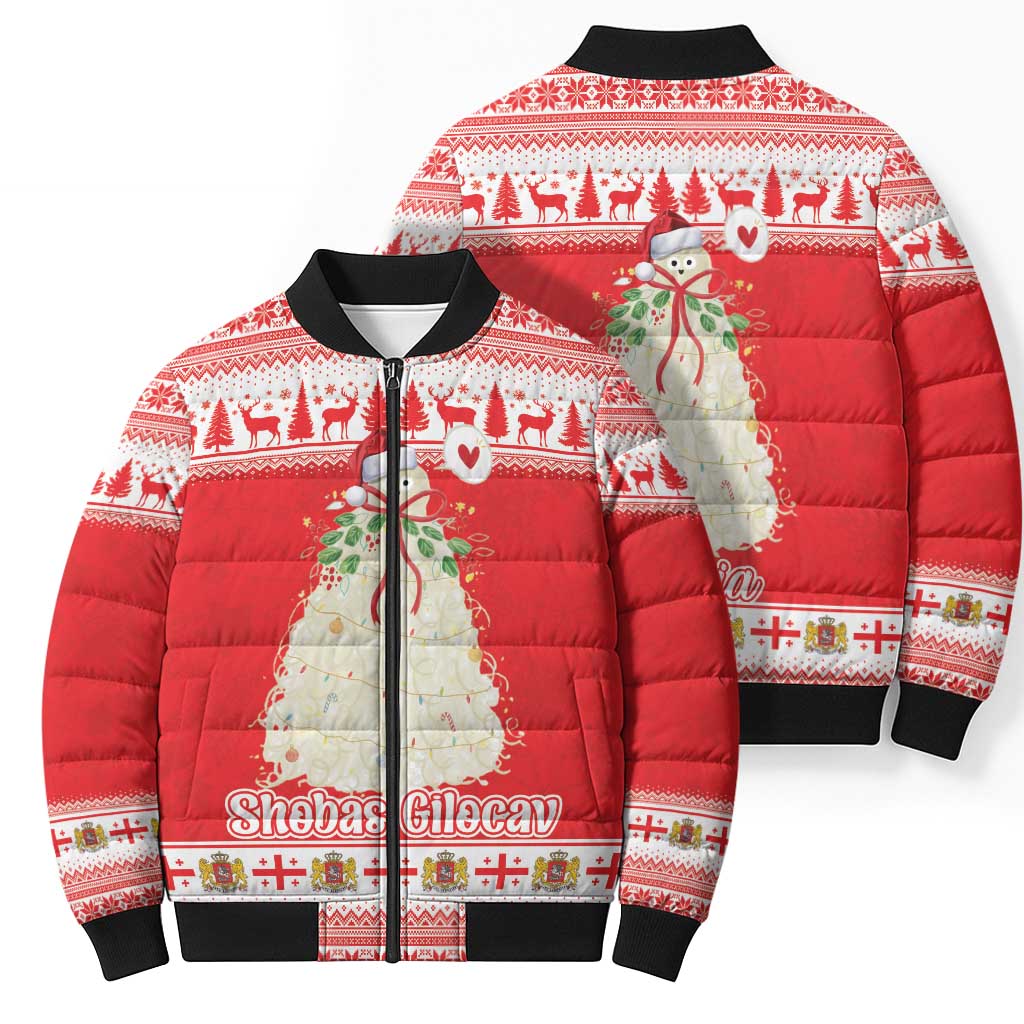 Georgia Christmas Chichilaki Bomber Puffer Jacket Celebrate Georgian Tradition - Wonder Print Shop